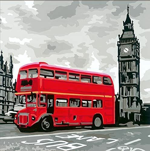 Ravensburger - CreArt Londra, Kit per Dipingere con i Numeri, Contiene Tavola Prestampata 20x20 cm, Pennello - 3