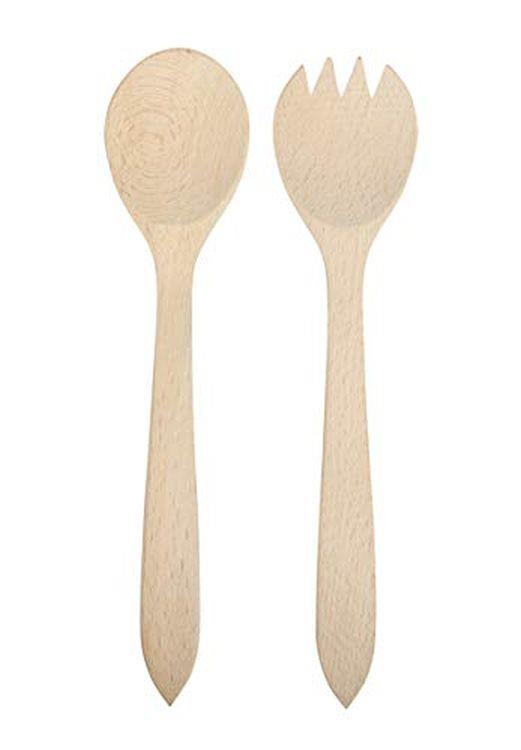 Rayher 62861505 set di posate da insalata in legno naturale, 24,5 x 5,5 cm, due pezzi, cucchiaio e forchettone, da decorare e personalizzare