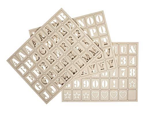 Rayher 62860505 lettere in legno per lavagna con lettere, legno naturale, 3 x 2,4cm, 120 pezzi, lettere maiuscole, certificato FSC, per decorazioni, progetti creativi