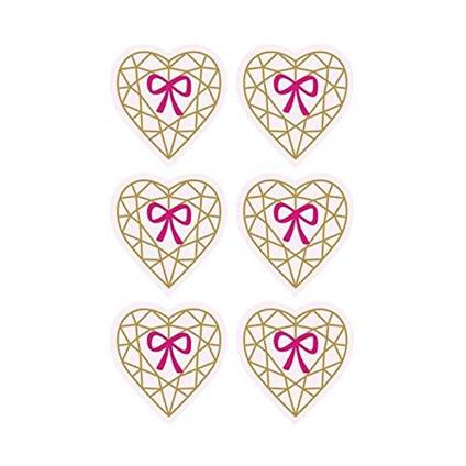 Youdoit Adesivi 3D 4 cm - Cuore ciamante su Rosa Chiaro