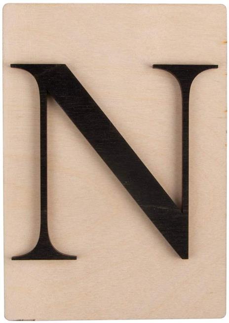 Lettera di legno nero 'N' 14,8 x 10,5 cm