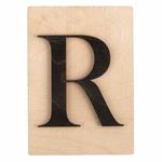 Lettera di legno nero 'R' 14,8 x 10,5 cm