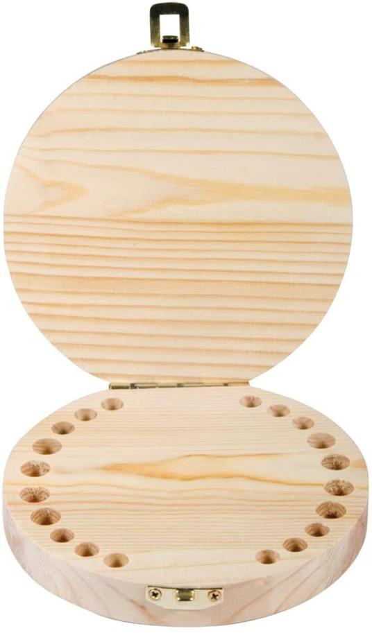 Scatola per denti da latte in legno grezzo ø 12 x 2,7 cm - 2