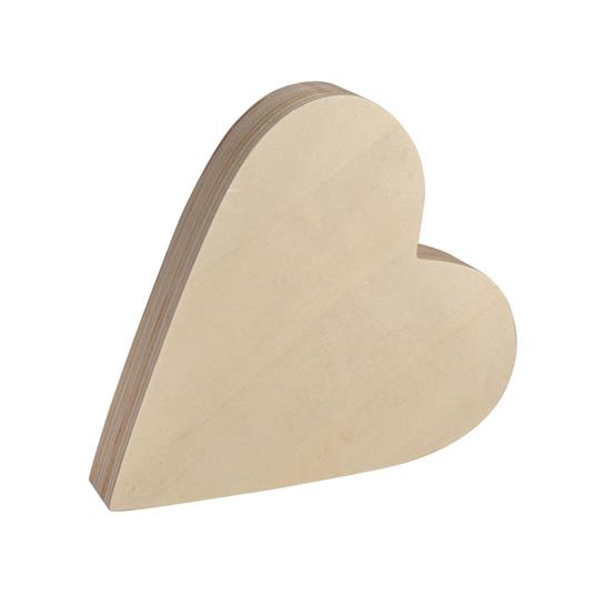 Semplice cuore in legno - da decorare e personalizzare - 20 x 18,5 x 2,7 cm