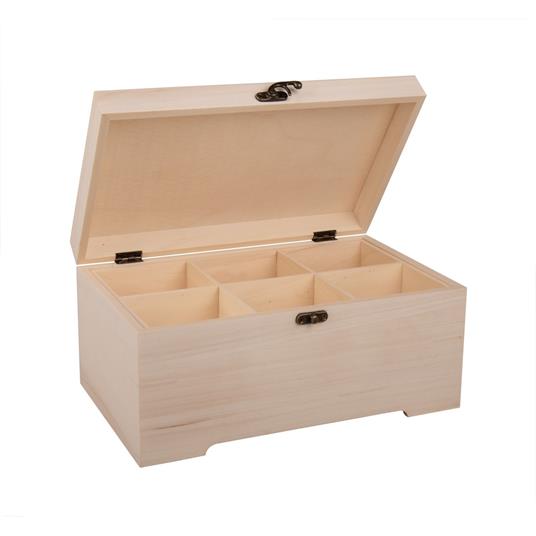 Cassetta e scatola di legno con 6 scomparti - da personalizzare - 28 x 18 x  13,5 cm - Youdoit - Idee regalo | IBS