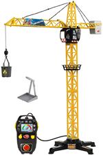 Dickie Toys Giant Crane 201139013 - Gru elettrica telecomandata per bambini dai 3 anni in su, altezza 100 cm, con gancio di carico, verricello, secchio e paletta