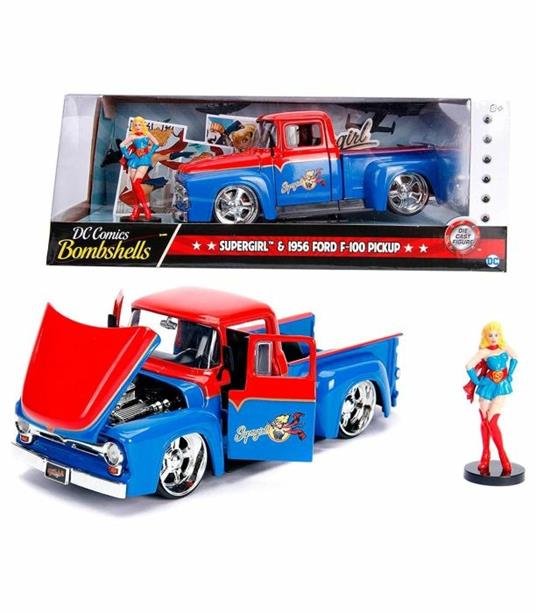 Dc Comics Super Girl 1956 Ford F100 In Scala 124 Die-Cast Con Personaggio