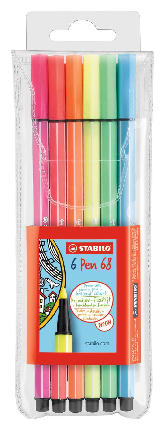 Pennarello Premium - STABILO Pen 68 - Astuccio da 6 - Colori fluo - 2