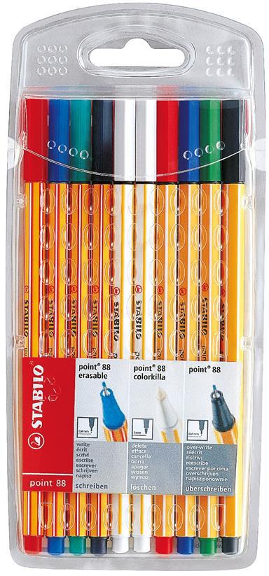 Fineliner - STABILO point 88 - Astuccio da 10 - con 2 point88 colorkilla e  2 point 88 cancellabile - STABILO - Cartoleria e scuola