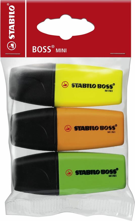 Evidenziatore - STABILO BOSS MINI - Pack da 3 - Giallo/Arancio/Verde -  STABILO - Cartoleria e scuola