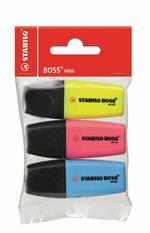 Evidenziatore - STABILO BOSS MINI - Pack da 3 - Giallo/Rosa/Blu