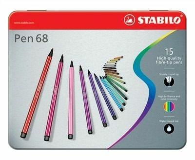 Pennarello Premium - STABILO Pen 68 - Scatola in Metallo da 15 - Colori assortiti