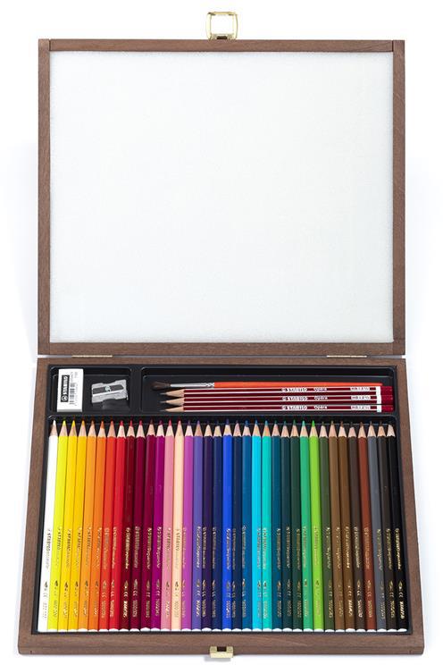 Matita colorata acquarellabile STABILO aquacolor Cassetta in Legno con 36  Colori 3 Matite HB 1 Gomma 1 Temperino 1 Pennello - STABILO - Cartoleria e  scuola