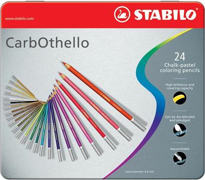 Matita colorata Premium - STABILO CarbOthello - Scatola in Metallo da 24 - Colori assortiti