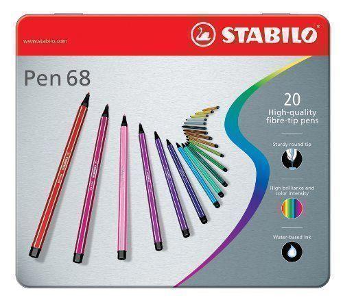 Pennarello Premium - STABILO Pen 68 - Scatola in Metallo da 20 - Colori assortiti - 26