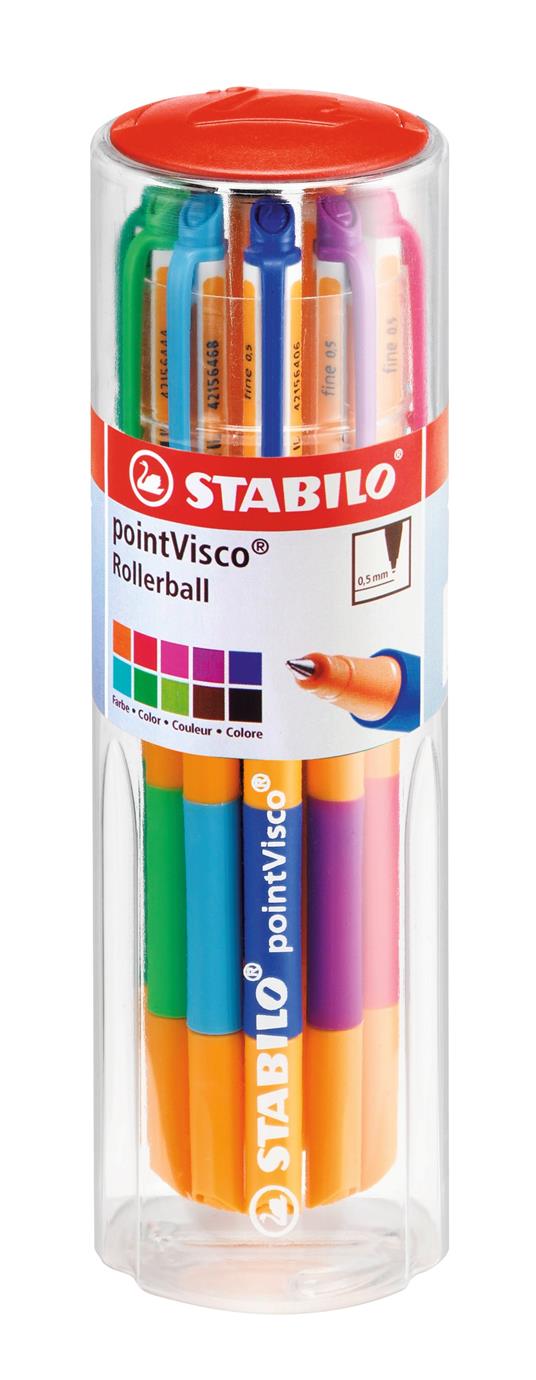 Penna Roller a inchiostro Gel - STABILO pointVisco - Astuccio Drum da 10 - Colori assortiti