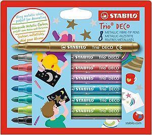 Pennarello metallizzato con punta XL - STABILO Trio DECO - Astuccio da 8 -  Colori assortiti - STABILO - Cartoleria e scuola