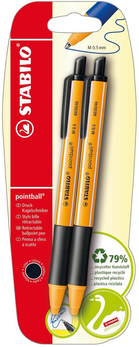 PENNA SFERA A SCATTO STABILO POINTBALL M 0,5mm NERO