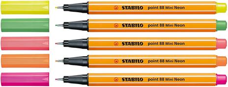 Fineliner - STABILO point 88 Mini - Astuccio da 5 - Colori NEON - 4