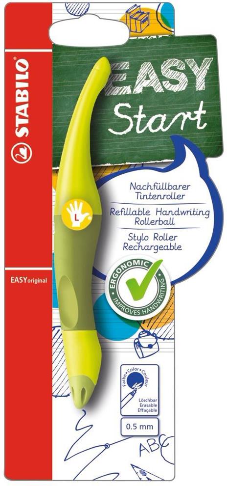 Penna Roller Ergonomica - STABILO EASYoriginal per Mancini in Verde/Lime - Cartuccia Blu inclusa