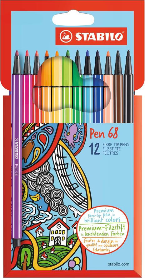 Pennarello Premium - STABILO Pen 68 - Astuccio in Cartone da 12 - Colori assortiti