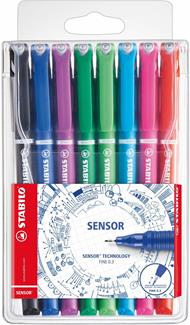 Fineliner con punta ammortizzata - STABILO SENSOR F - Tratto Fine (0,3 mm) - Astuccio da 8 - Colori assortiti