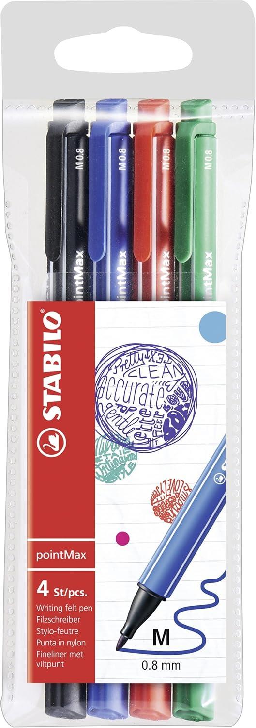 Fineliner Premium - STABILO pointMax - Astuccio da 4 Office - Colori assortiti