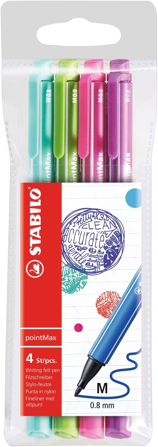 Fineliner Premium - STABILO pointMax - Astuccio da 4 Spring - Colori assortiti - 2