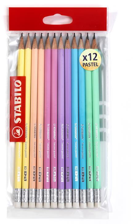 Matita in grafite - STABILO Swano pastel - Eco Pack da 12 - Colori assortiti  - STABILO - Cartoleria e scuola