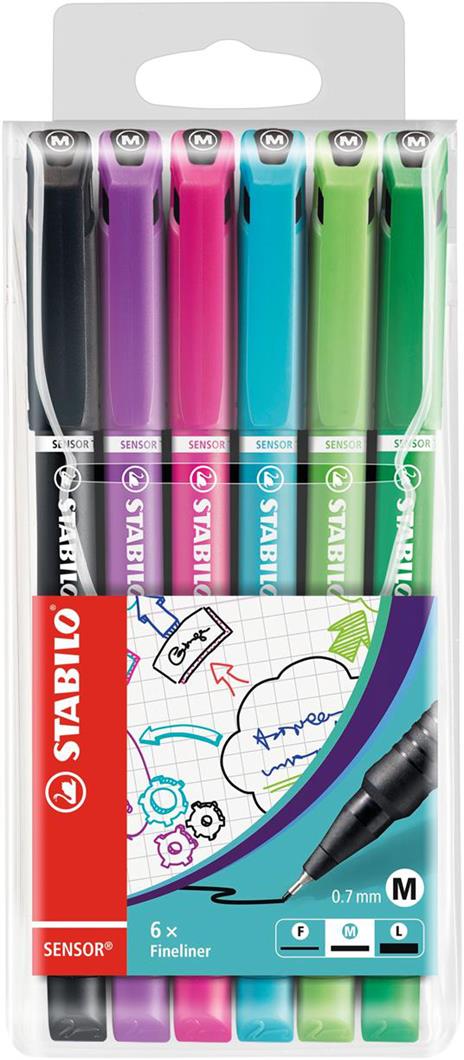 Fineliner con punta ammortizzata - STABILO SENSOR M - Tratto Medio (0,7 mm) - Astuccio da 6 - Colori assortiti