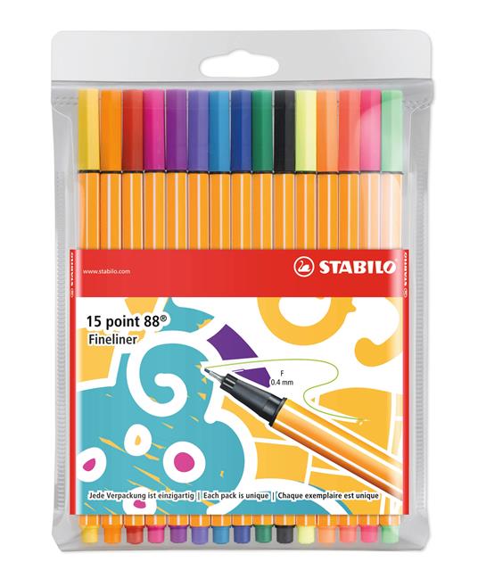 Fineliner - STABILO point 88 - Astuccio con 15 Colori assortiti - Just like you Edition - 4