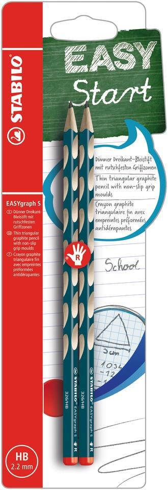 Matita Ergonomica triangolare - STABILO EASYgraph S per Destrimani in Petrolio - Pack da 2 - Gradazione HB - 2