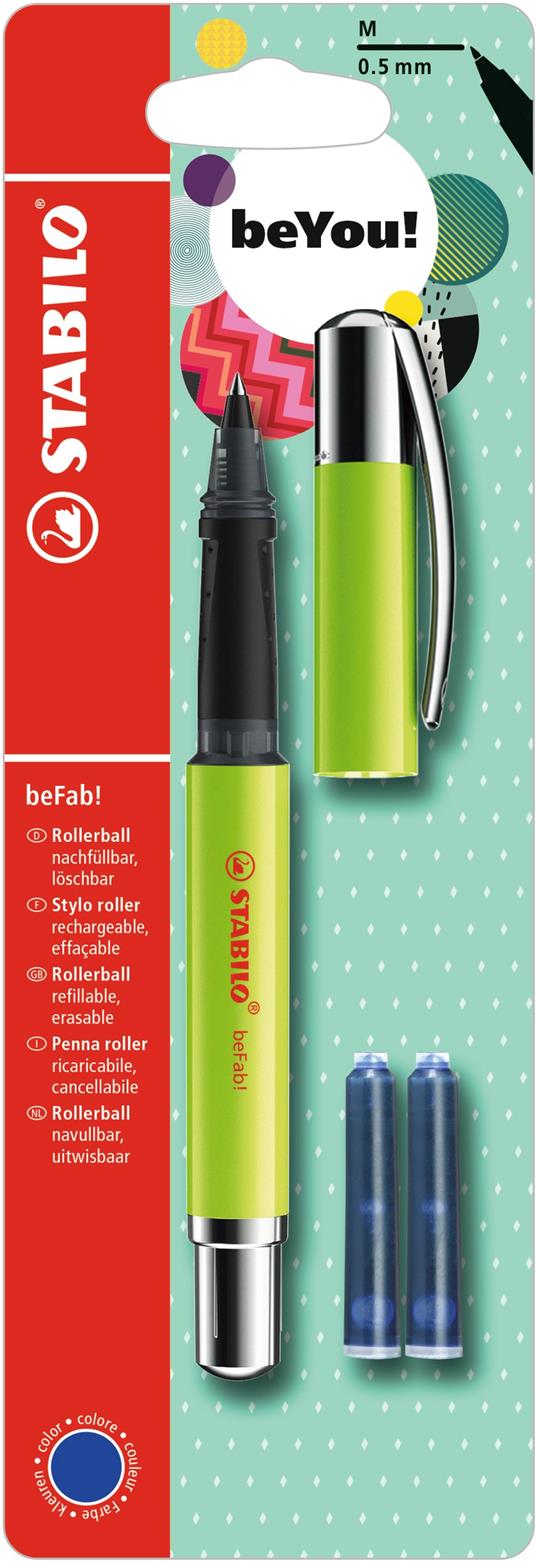 Penna Roller - STABILO beFab! Uni Colors in Kiwi - 3 Cartucce Blu incluse -  STABILO - Cartoleria e scuola | IBS