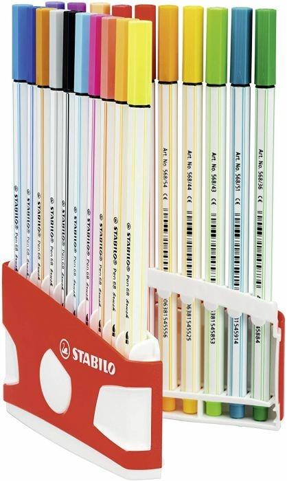 Pennarello Premium con punta a pennello STABILO Pen 68 brush Colorparade Astuccio Desk-Set da 20 con 19 colori assortiti - 2