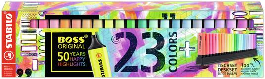 Evidenziatore - STABILO BOSS ORIGINAL Desk-Set 50 Years Edition - 23 Colori  assortiti 9 Neon + 14 Pastel - STABILO - Cartoleria e scuola