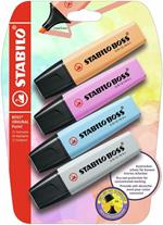 Evidenziatore - STABILO BOSS ORIGINAL Pastel - Pack da 4 - Arancione Papaya, Fucsia Freddo, Azzurro Cielo, Grigio Polvere