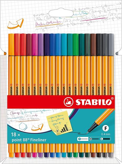 Stabilo Point 88 - Pastellove Set Astuccio Pennarelli Penne Colorati Da 12  - Colori Assortiti 