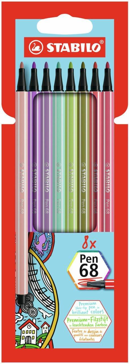 Stabilo Pennarelli Pen 68 Pastello - Confezione da 8 colori