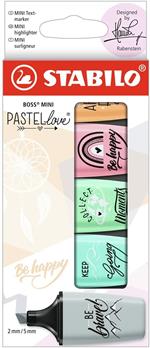 Evidenziatore STABILO BOSS MINI Pastellove 2.0 Astuccio da 5 Rosa Antico/Carta da Zucchero/Verde Menta/Grigio/Arancione