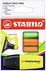 Evidenziatore - STABILO BOSS MINI - Astuccio da 3 - Giallo/Arancione/Verde