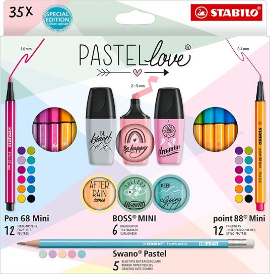 Set Creativo - STABILO Pastellove - 12 Fineliner Mini, 12 pennarelli  premium Mini, 6 evidenziatori Mini, 5 matite in grafite - STABILO -  Cartoleria e scuola | IBS