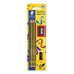 STAEDTLER Matite Noris, HB, esagonali, set di 3 matite incredibilmente infrangibili, 1 temperino, 1 gomma, alta qualità Made in Germany, 120 SBK3P1