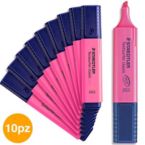 Set 10 Evidenziatori Staedtler Pennarello Evidenziatore Rosa Fuxia Fluo 10pz - 2