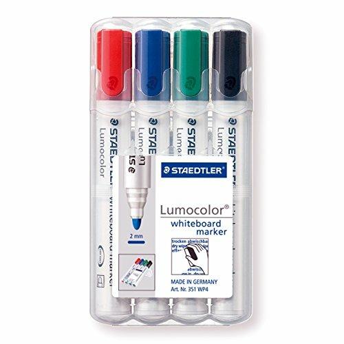 4 marcatori cancellabili a secco con punta sintetica tonda 2 mm, in 4 colori assortiti. - 3