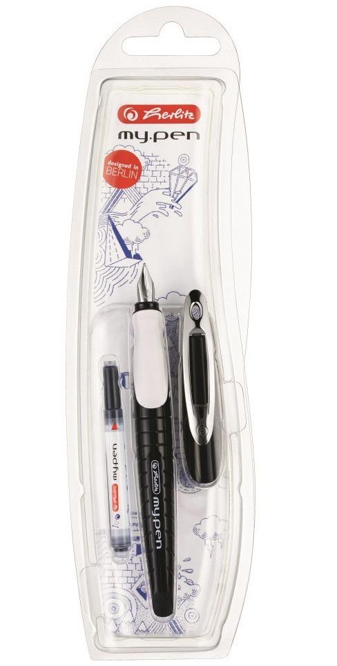 Penna stilografica Herlitz My.Pen con pennino in acciao inossidabile punta  M, impugnatura ergonomica Nero-Bianco - Herlitz - Cartoleria e scuola | IBS