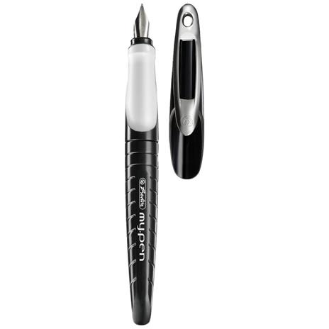 Penna stilografica Herlitz My.Pen con pennino in acciao inossidabile punta M, impugnatura ergonomica Nero-Bianco - 2