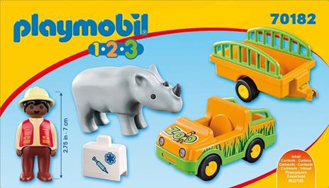 Playmobil 1. 2. 3 (70182). Veicolo Zoo con Rinoceronte 1. 2. 3 - 3