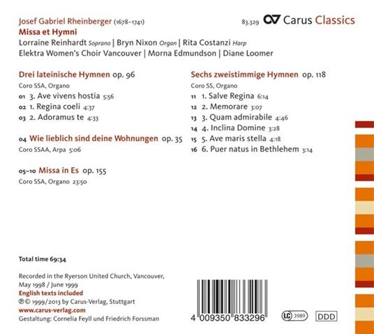 Missa Et Hymni - CD Audio di Joseph Gabriel Rheinberger - 2