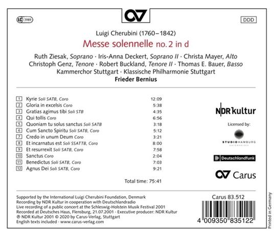 Messe Solenelle No.2 In D - CD Audio di Luigi Cherubini - 2