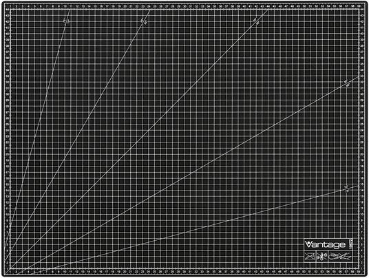 Dahle Vantage - Tappetino da taglio formato A2, 45 x 60 cm,  autorigenerante, utilizzabile su entrambi i lati, con griglia, colore: Nero